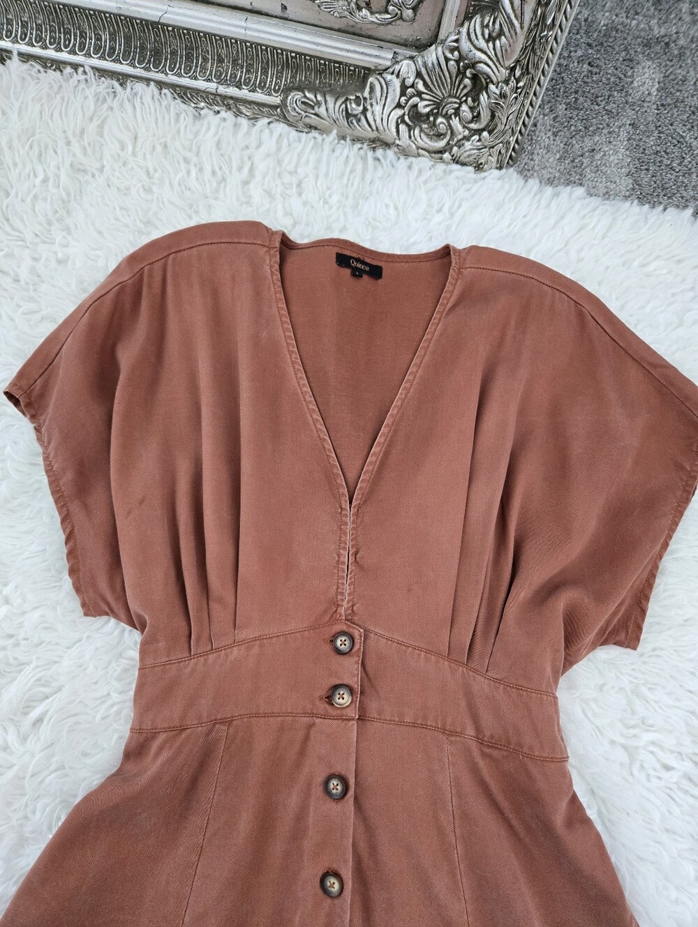 Quince Rust Button-Front Mini Dress - Picture 4 of 11